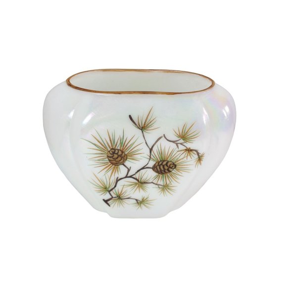 Consolidated Glass Pinecone Vase Con Cora Iridescent Hand Painted Vintage 89079 - Picture 1 of 7